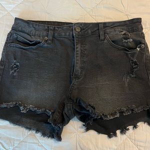 Black denim shorts